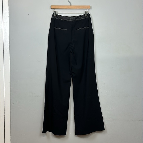 Alice + Olivia Wide Leg Wool with Lamb Leather Trim Trouser Pants Sz 4 - Picture 5 of 8